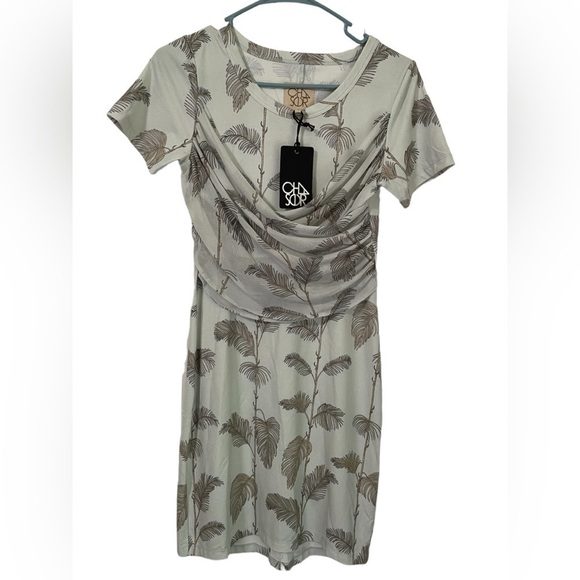 Chaser Women’s NWT Quadrablend Short Sleeve Mesh Crossover Shirt dress Small - Picture 1 of 7